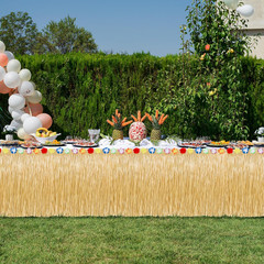 Luau Party Decorations, 2PCS Gold Hawaiian Themed Table Skirt Party Decorations,