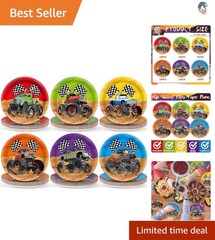 Monster Truck Party Plates 7 Inch Pack of 60 for Truck Birthday Celebrations