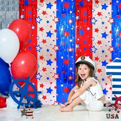 Memorial Day & Independence Day Decor: 3-Pack Tinsel Fringe Curtains 3.3×6.6 ft