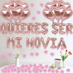 QUIERES SER MI NOVIA Valentine’s Set, 1200pcs Roses, Letter & Heart Balloons