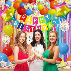 Multicolored Rainbow Birthday Party Decorations Pack with Banner, Balloons, Conf