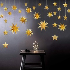 pinkblume Gold Party Decorations Star Garlands Streamer Gold 3D Stars Metallic P