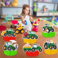 9 Pcs Tractor Honeycomb Centerpieces Farm Green Tractor Themed Party Supplies