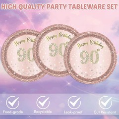 40PCS 90th Birthday Decorations for Women Rose Gold Theme