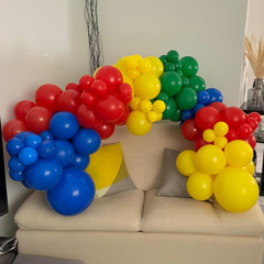 Red Yellow Blue Balloons, 12 Inch Carnival Circus Balloon, Matte Blue Yellow Red