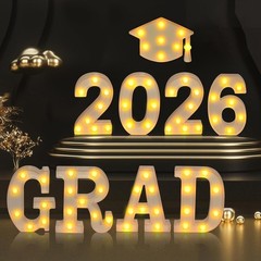 Elegant 2026 Grad Party Decorations – Light Up Letters & Cap for All Grad Levels