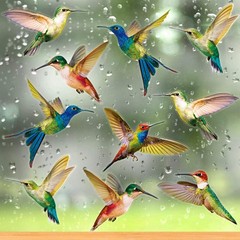 Blulu 18 Pieces Large Size Hummingbird Window Clings 18 pcs, Multicoloured