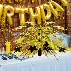 6 PCS 8.7 Inch Black Gold Metallic Foil Spray Star Burst Table Centerpieces