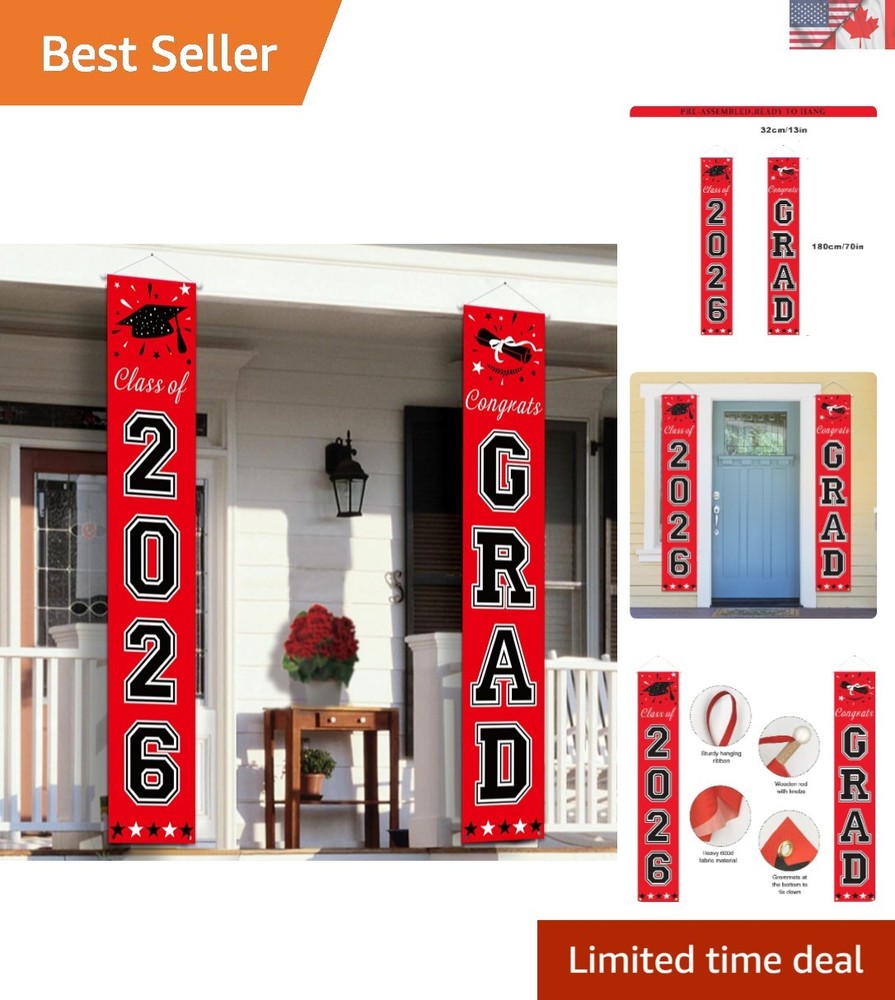 Stylish 2026 Graduation Banners – Red and Black Celebration Decor for All Grads