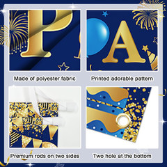 Happy Birthday Door Banner Navy Blue and Gold Birthday Decorations for Men Women