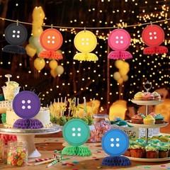 8 Pieces Button Birthday Party Honeycomb Centerpieces Colorful Red Black Blue…