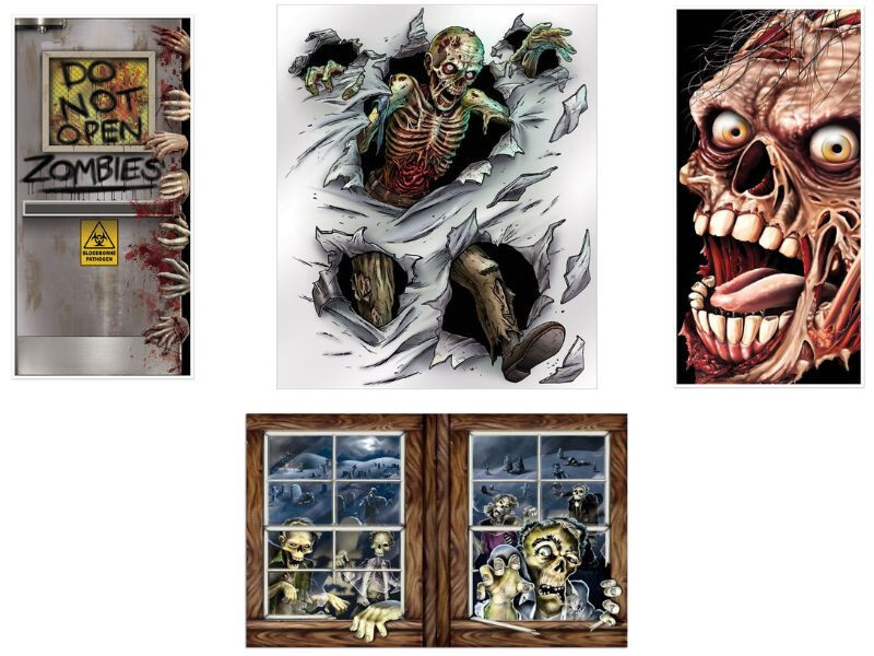 Zombie Halloween Decorations Set Mural Hands Wall Decor Tombstone Cutouts Party