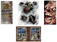 Zombie Halloween Decorations Set Mural Hands Wall Decor Tombstone Cutouts Party