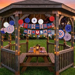 4th of July Decorations Set – 250th Anniversary Patriotic Red, Blue, White