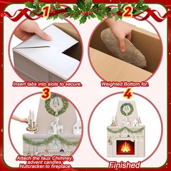 Cardboard Fireplace for Christmas Large Prop 3D Fake Centerpiece 38 x 30 x 7