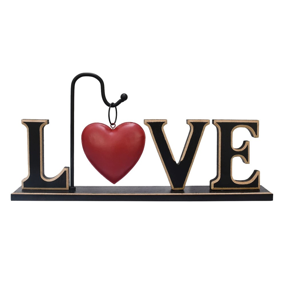 Rustic Wood Love Sign Table Top Decor Freestanding Cutout Block Centerpiece