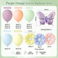 143pcs Wildflower Balloon Arch Kit with Pastel Floral Flower Butterfly Balloo…