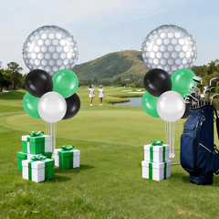 Golf Party Balloons Stand Kit 2 Sets Silver Green Black White Balloons Centerpie