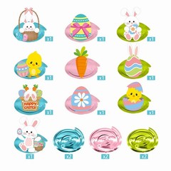 Easter Party Decorations EggBunny Swirl Banner 16pcs Easter Birthday Party F…