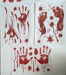 Halloween Party Decorations Set Horror Gore Blood Banners Knives Bats Creepy