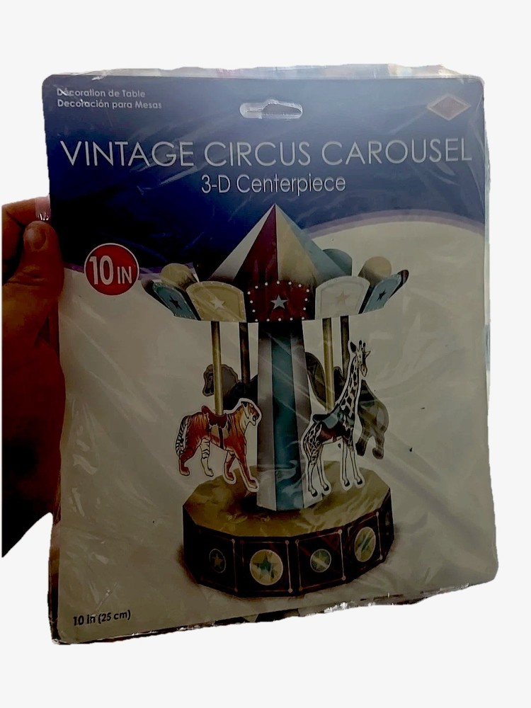 3-D Vintage Circus Carousel Centerpiece 10-inch Party Decoration New In Package