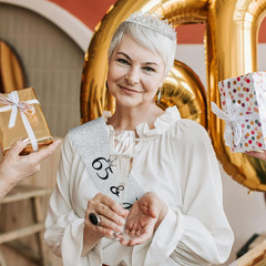 65th Birthday Decorations for Women Silver Sash & Tiara Crown Set Party Gift