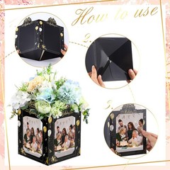 6 PCS Black Birthday Photo Centerpieces 6/7 Inch Picture Display Cube Box