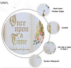 Aumeko 8x6ft Once Upon a Time Backdrop Pink Floral Gold Castle Princess