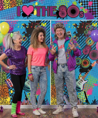 I love 80s Party 3pc Backdrop retro theme photo booth fun accessory decor banner