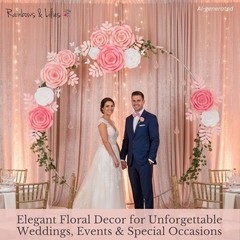 15pc Large Paper Flowers – Pink & White Roses for Girls Room