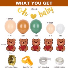 Teddy Bear Baby Shower Boxes Balloon Party Decor wood grain gender birth theme