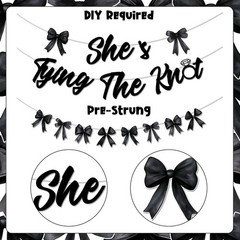 Black Bow Bridal Shower Decorations She’s Tying The Knot Banner Bow Tie Garla…