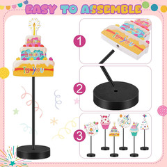 6 Pcs Wooden Birthday Table Decorations Happy Birthday Standing Sign Decor Color