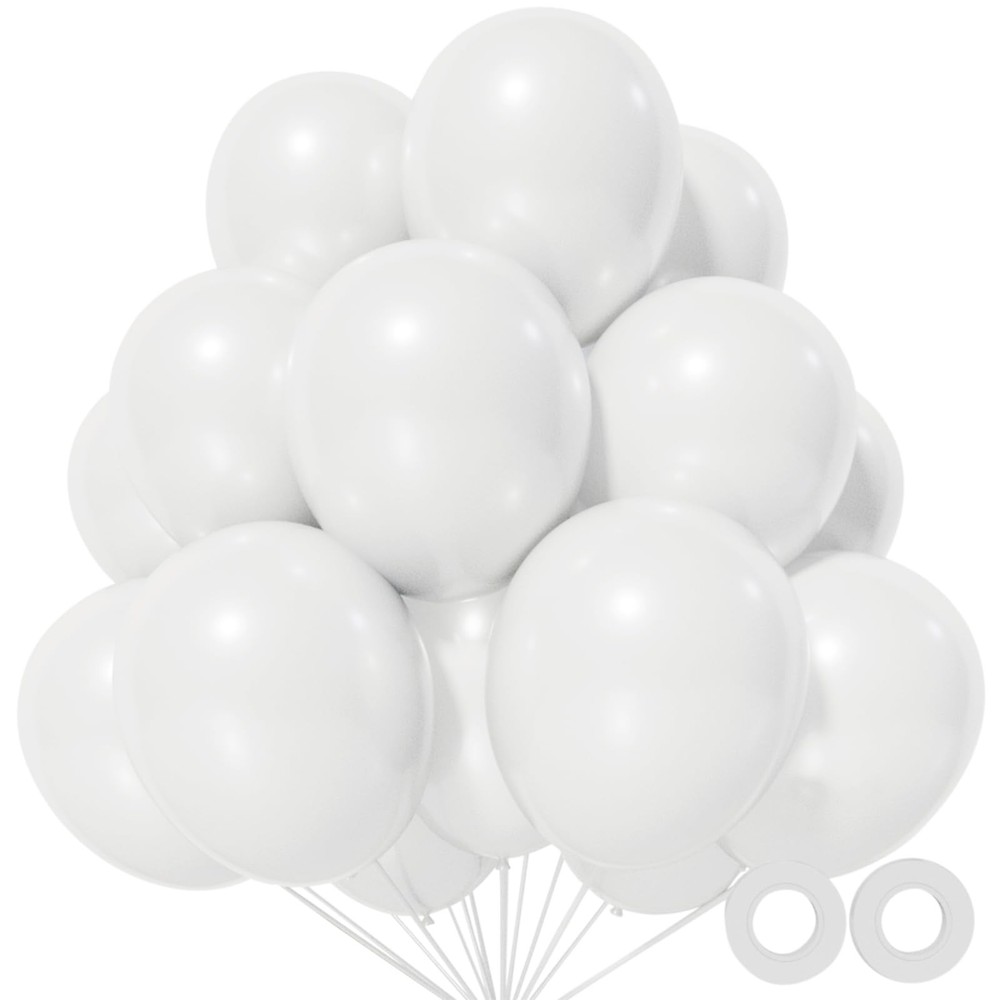 110pcs White Balloons 12 inch, White Latex Balloons Globos Blancos for Weddin…