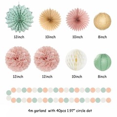 Sage-Green Blush-Pink Beige Birthday Party-Decorations – 19pcs Boho Neutral R…