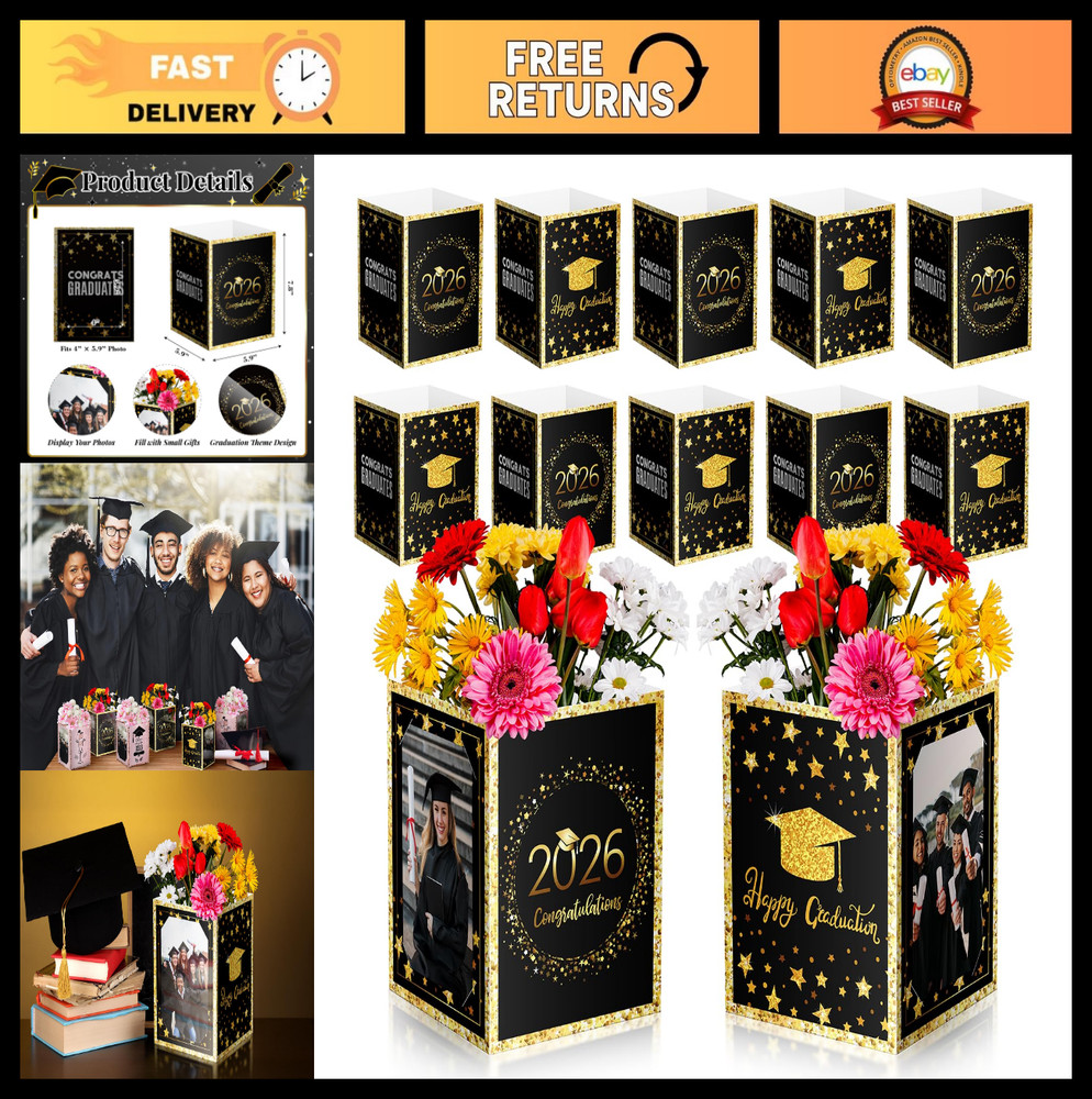 12 Pack Graduation Table Centerpieces | Congrats Grad Party Decor & Photo Props