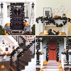 2 Pack Halloween Garlands Black Maple Leaf Garland 13Ft Black Hanging Vines f…