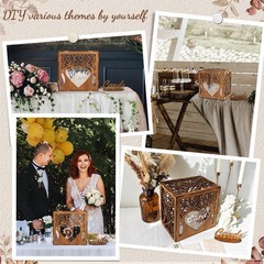OurWarm Wooden Wedding Card Box with Slot & 9.84 x 7 x inches, brown