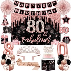 80th Birthday Decorations for Women,32PCS Party