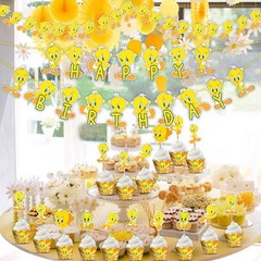 Twety Theme Party Supplies – Complete Cartoon-Inspired Decoration Set with Ga…
