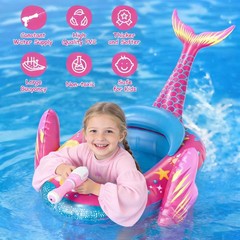 ASDGZD Kids Pool Floats with Water Gun, Mermaid Toddler Inflatable Pool Toys …