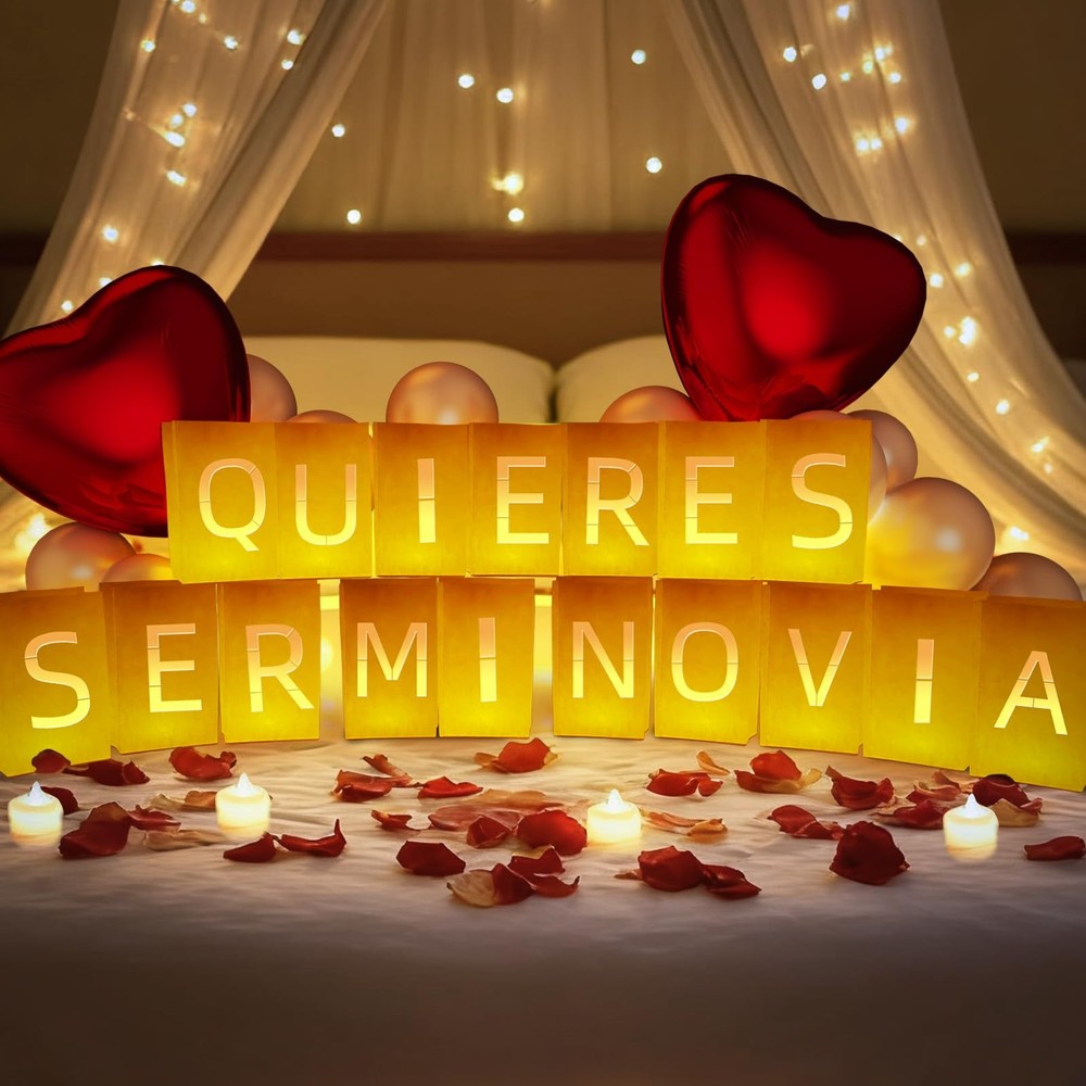 Quieres Ser Mi Novia Light Up Letters, Include Light up Letters, with Tea Lights
