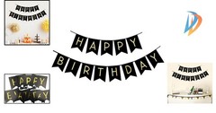 Shiny Gold Letters on Black Happy Birthday Banner – Lightweight and Durable