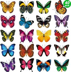 Outus 40 Pieces Butterfly Anti-Collision Window Clings Spring Multicolor