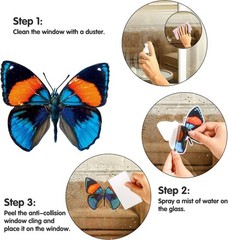Outus 40 Pieces Butterfly Anti-Collision Window Clings Spring Multicolor