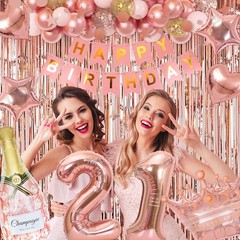 21st Birthday Decorations for Her – Rose Gold Party Supplies for Women Girls,…