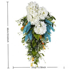 Seasonal Wreath with White Hydrangea Motif for Harvest Themed Event Decor