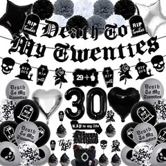 30th Birthday Decorations Pack, Death to My 20s Party Supplies Including Birthda