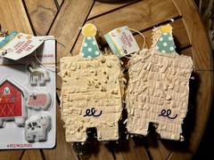 Farm Animals Barn Birthday Party Cupcake Toppers Candles 2 Mini Piñatas LOT