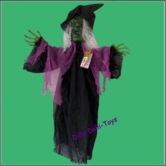 Animated Witch Hanging Halloween Decoration Light Up Sound Movement Moving Arms